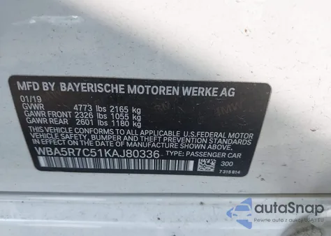 2019 BMW 330I xDrive z USA, uszkodzony, nr VIN WBA5R7C51KAJ80336